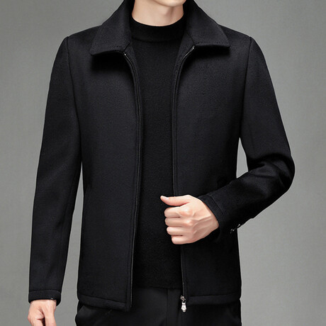 Zip Up Wool Jacket // Black (XS)