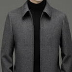 Zip Up Wool Jacket // Dark Gray (2XL)