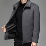 Zip Up Wool Jacket // Gray (M)