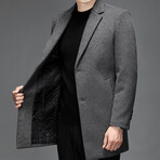 2-Button Up Herringbone Wool Coat // Gray (3XL)