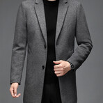 2-Button Up Herringbone Wool Coat // Gray (4XL)