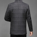 4-Button Up Glen Check Wool Jacket // Gray (XS)