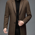 2-Button Up Herringbone Wool Coat // Brown (2XL)
