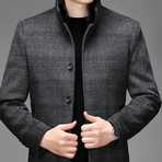 4-Button Up Glen Check Wool Jacket // Gray (3XL)