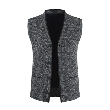 V-Neck Cardigan Sweater Vest // Dark Gray (XS)