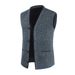 V-Neck Cardigan Sweater Vest // Blue (L)