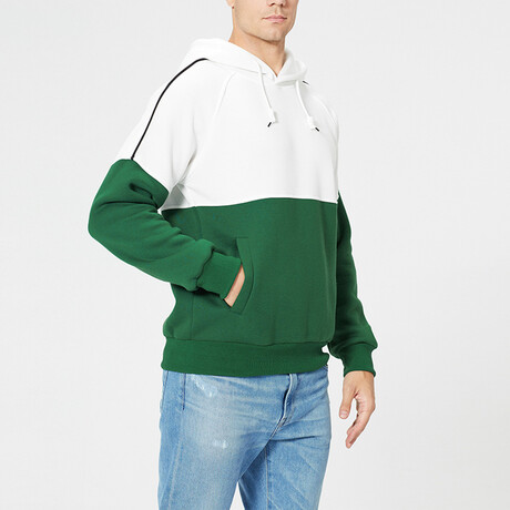 Hoodie // Green + White (XS)