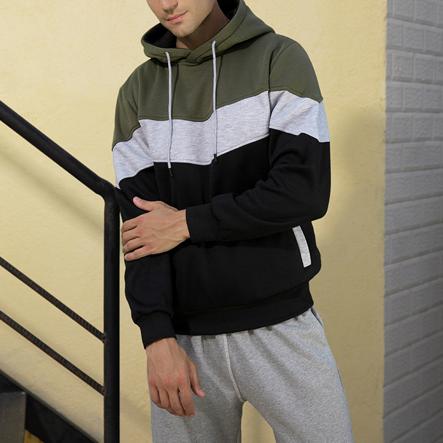 Tri-Color Hoodie // Army Green + Gray + Black (XS) - Kai Milan Hoodies ...