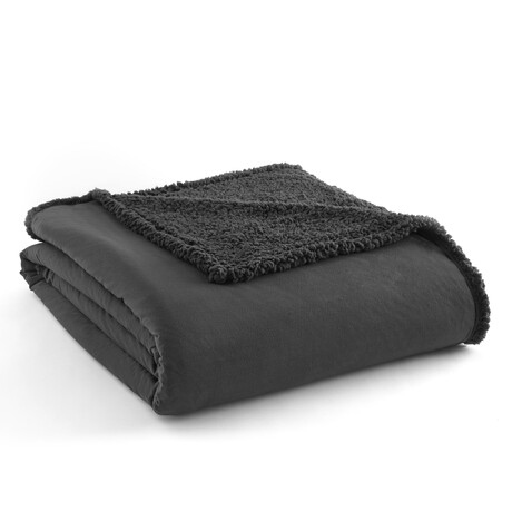 Micro Flannel® Sherpa Backed Blanket // Charcoal (Twin // 66x90)