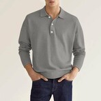 Button Up Long-Sleeved Polo Shirt // Gray (S)