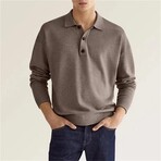 Button Up Long-Sleeved Polo Shirt // Dark Khaki (XL)