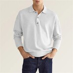 Button Up Long-Sleeved Polo Shirt // White (M)