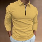 Zip Up Long-Sleeved Polo Shirt // Yellow (M)