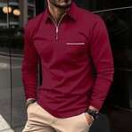 Long-Sleeved Polo Shirt // Red (L)