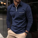 Long-Sleeved Polo Shirt // Navy Blue (XS)