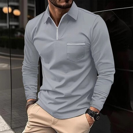 Long-Sleeved Polo Shirt // Gray (XS)