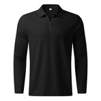 Zip Up Long-Sleeved Polo Shirt // Black (S)