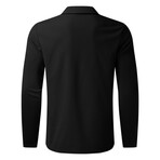 Zip Up Long-Sleeved Polo Shirt // Black (2XL)