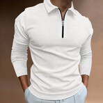 Zip Up Long-Sleeved Polo Shirt // White (M)