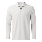 Zip Up Long-Sleeved Polo Shirt // White (S)