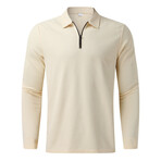 Zip Up Long-Sleeved Polo Shirt // Khaki (2XL)