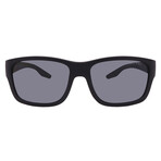Men's // Sport PS01WS DG002G Square Sunglasses // Black Rubber + Dark Gray Polar
