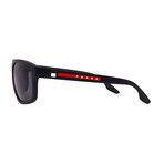 Men's // Sport PS02XS DG002G Square Sunglasses Polarized // Black Rubber + Gray Gradient