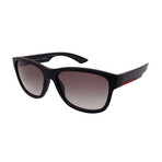 Mens PS03QS DG00A7 Sunglasses // Black Rubber + Grey Gradient