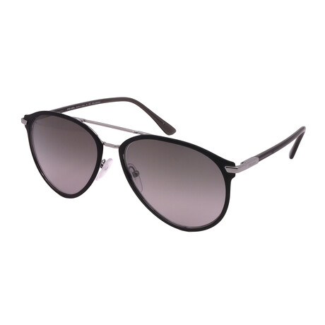Mens PR51WS 02G09G Sunglasses // Silver Matte Black + Grey Gradient