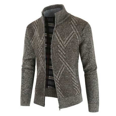 Zip Up Cardigan Cable Knit // Brown (XS)