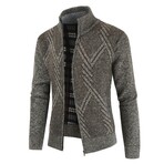 Zip Up Cardigan Cable Knit // Brown (L)