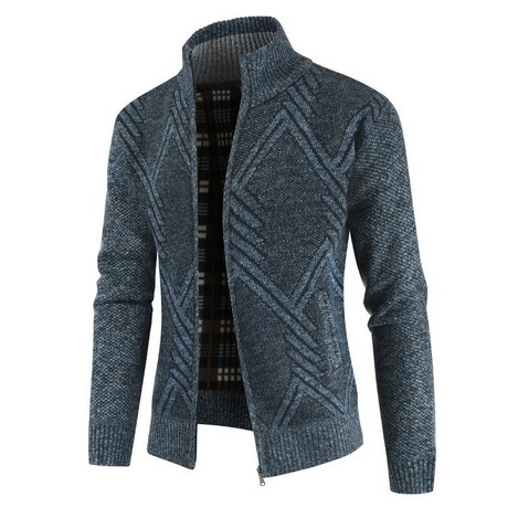Zip Up Cardigan Cable Knit // Dark Blue (XS)