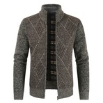 Zip Up Cardigan Diamond Pattern // Brown (XS)