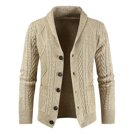 Button Up Cardigan Cable Knit // Beige (S)