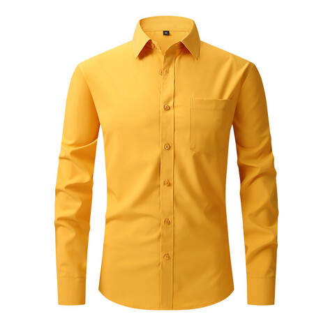 Long Sleeve Button Up Shirt // Yellow (XS)