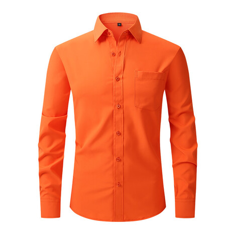Long Sleeve Button Up Shirt // Orange (XS)