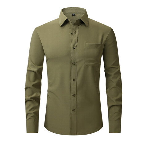 Long Sleeve Button Up Shirt // Army Green (XS)