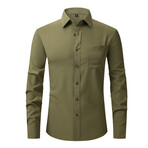 Long Sleeve Button Up Shirt // Army Green (L)
