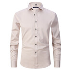 Long Sleeve Button Up Shirt // Beige (L)