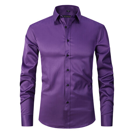 Long Sleeve Button Up Shirt // Dark Purple (XS)