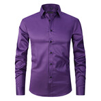 Long Sleeve Button Up Shirt // Dark Purple (S)