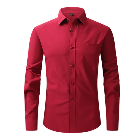 Long Sleeve Button Up Shirt // Bordeaux (XS)