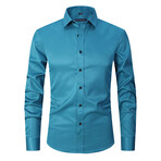 Long Sleeve Button Up Shirt // Blue Lake (XL)
