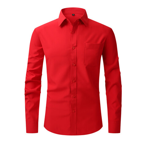 Long Sleeve Button Up Shirt // Red (XS)