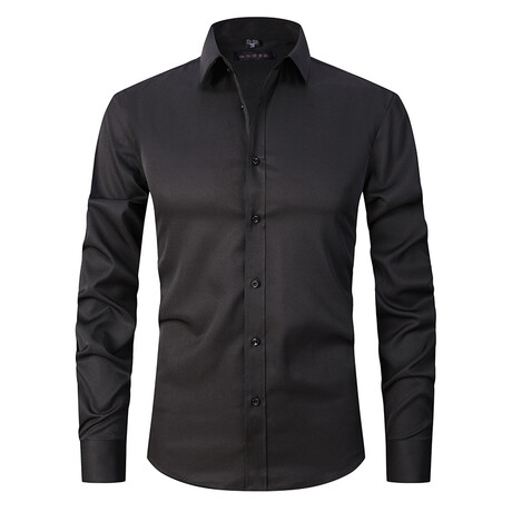Long Sleeve Button Up Shirt // Midnight Black (XS)