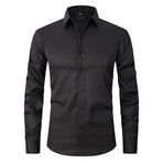 Long Sleeve Button Up Shirt // Midnight Black (4XL)