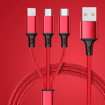 3 in 1 Charge Cable // 3pack (Red)
