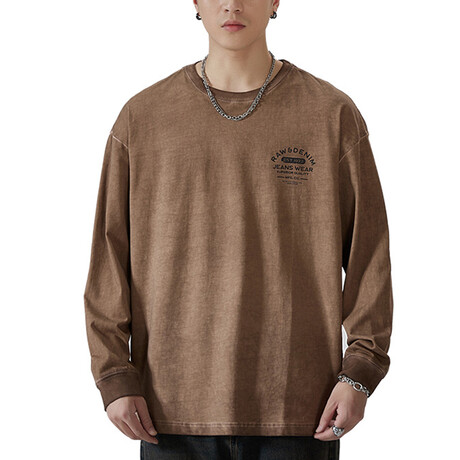Sweatshirt with Logo Print // Khaki (XS)