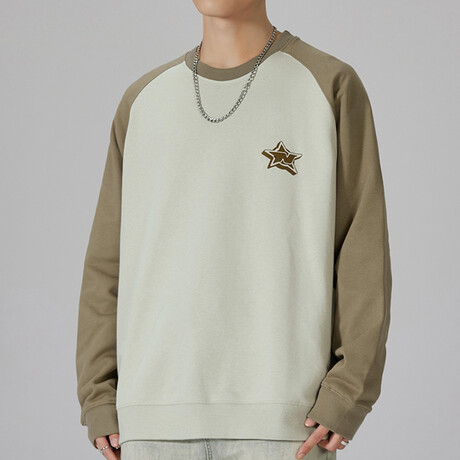 Sweatshirt // Apricot + Army Green Sleeves (XS)