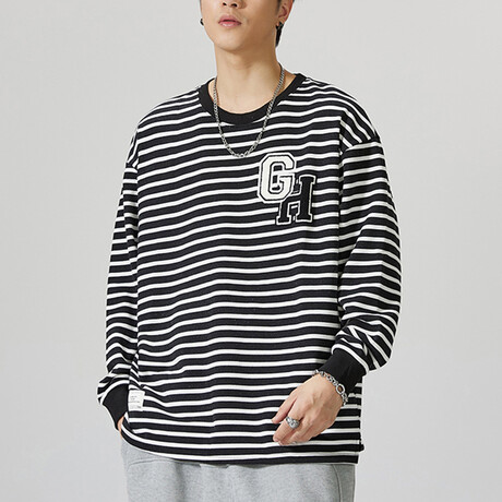 Sweatshirt // Black + White Stripes (XS)